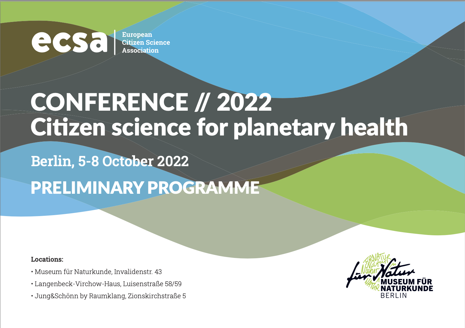 Cover of the preliminary programme of theECSA2022 conference